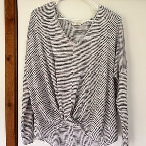 Medium white black and purple lavender field long sleeve shirt